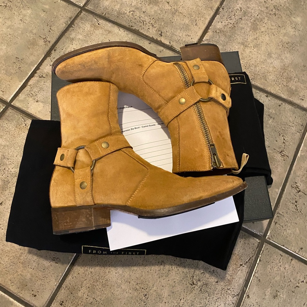 From the First Enzo in Camel Suede.